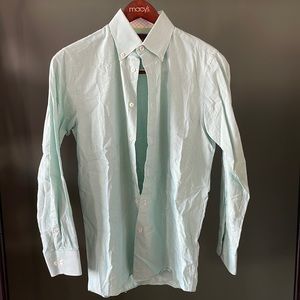 Tattersall London Green, Blue, White Checker Dress Shirt (15 Neck, 32/33 Sleeve)